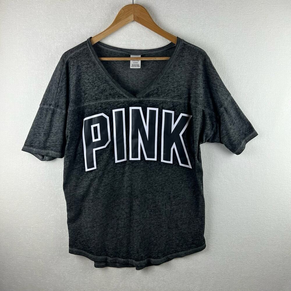 Pink Women’s Size Medium Grey Graphic V-neck T-shirt